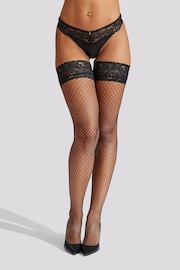 Ann Summers Black Lace Top Fishnet Hold-Ups - Image 1 of 3