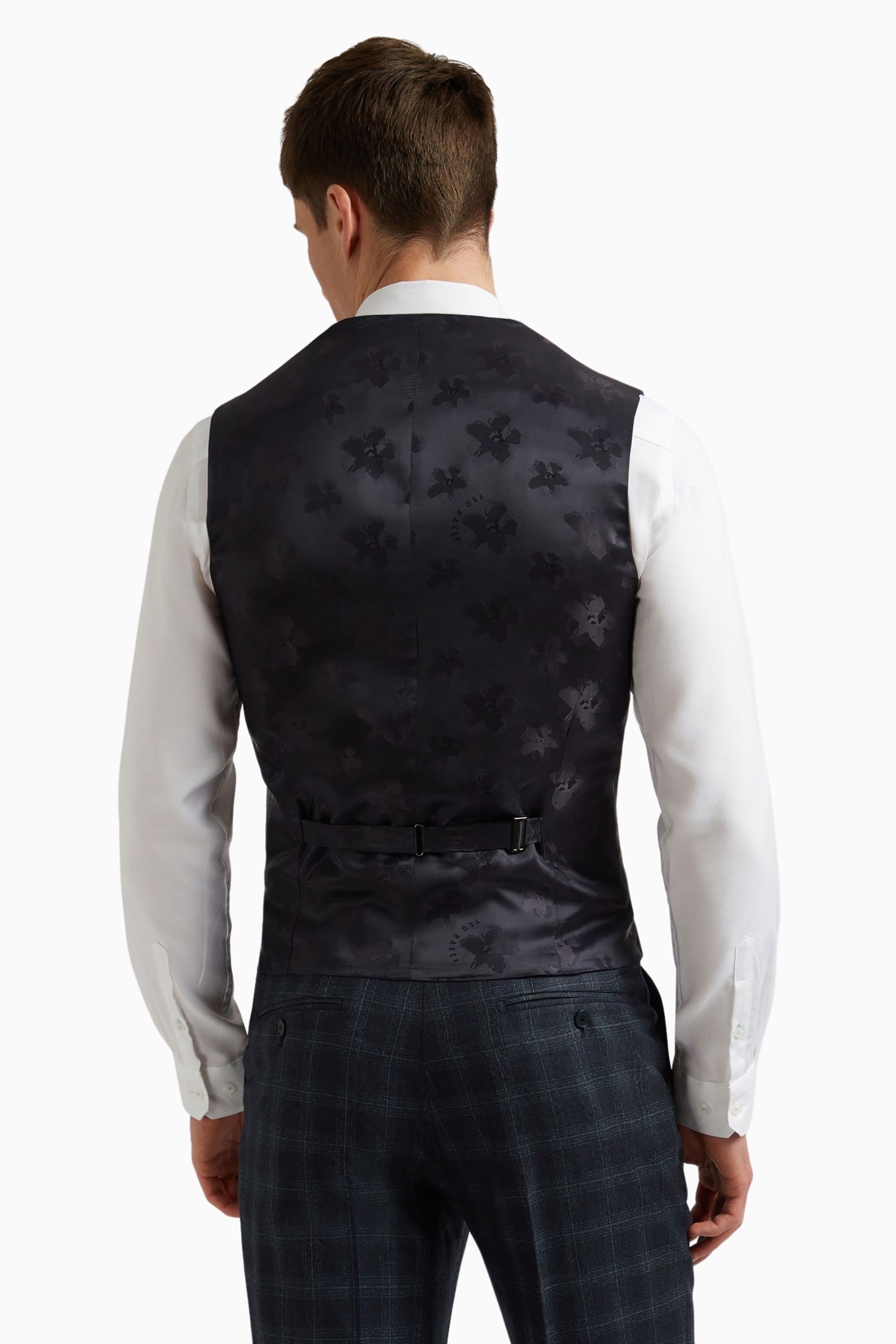 Ted baker grey with blue check waistcoat discount