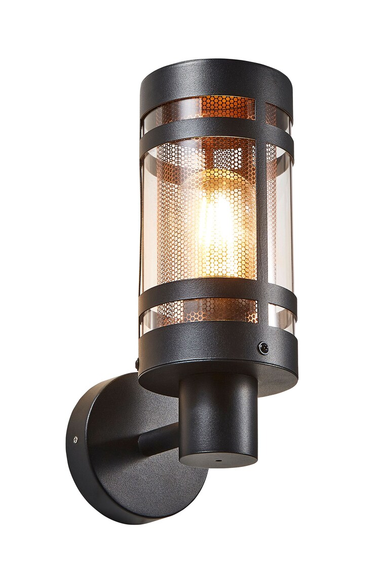 BHS Black Gada 1LT E27 Wall Light With Brass Mesh - Image 1 of 3