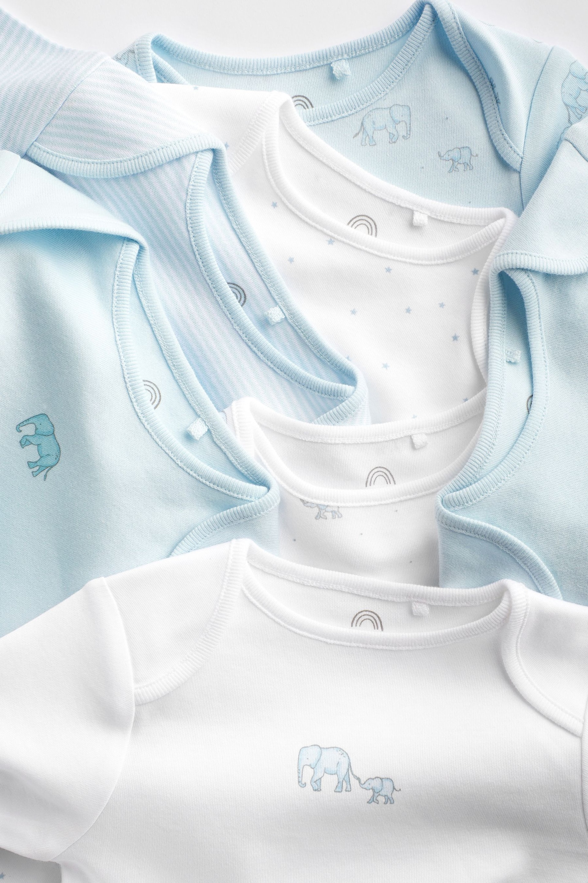 Pale Blue 7 Pack Long Sleeve Baby Bodysuits - Image 4 of 7