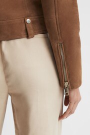 Reiss Tan Santiago Suede Biker Jacket - Image 6 of 8