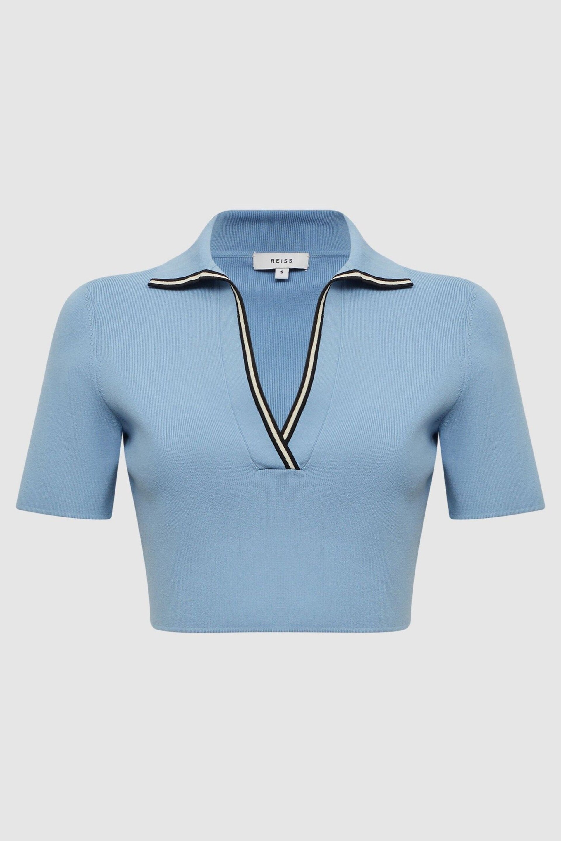 Reiss Blue Brooke Cropped Polo Shirt Co-Ord - Image 2 of 5