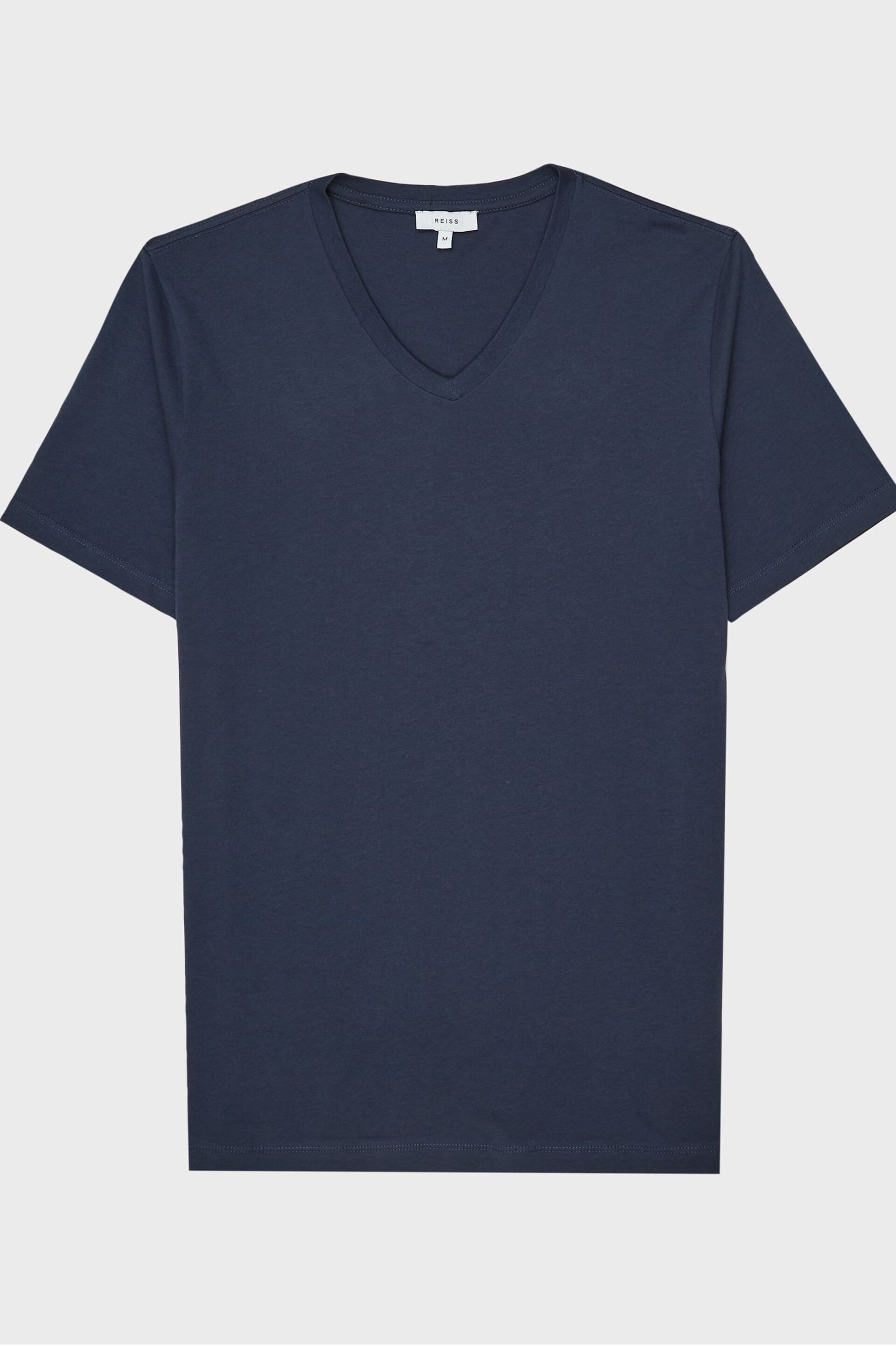 Reiss Airforce Blue Dayton Cotton V-Neck T-Shirt - Image 2 of 5