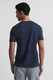 Reiss Airforce Blue Dayton Cotton V-Neck T-Shirt - Image 5 of 5