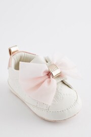 Baker by Ted Baker Baby Girls White and Pink Organza Bow Trainer Padders - Image 1 of 6