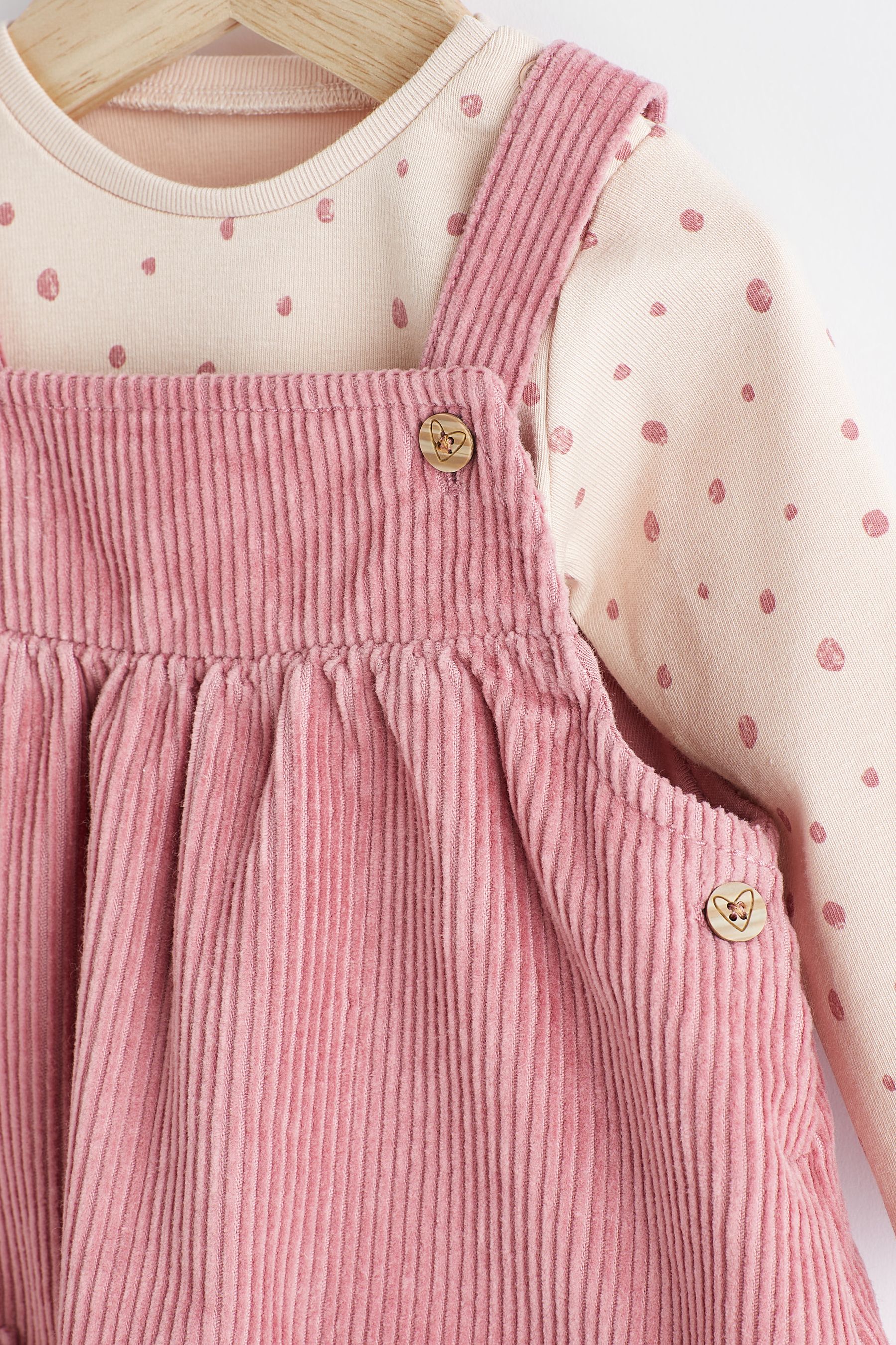 Buy Pink Baby Corduroy Pinafore and Bodysuit Set 0mths 2yrs from Next Luxembourg