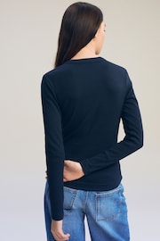 Navy Long Sleeve Ribbed Crew Neck Top - Image 4 of 7