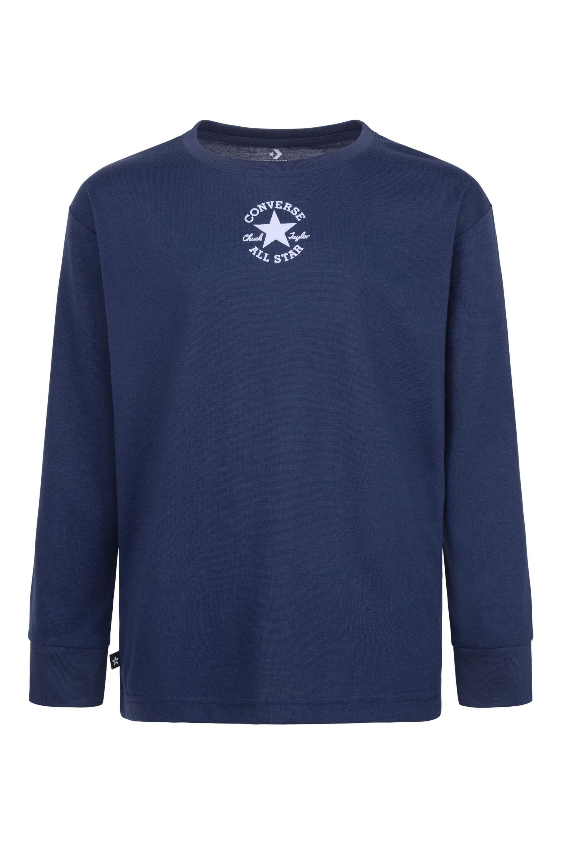 Converse Navy Logo Long Sleeve T-Shirt - Image 1 of 4