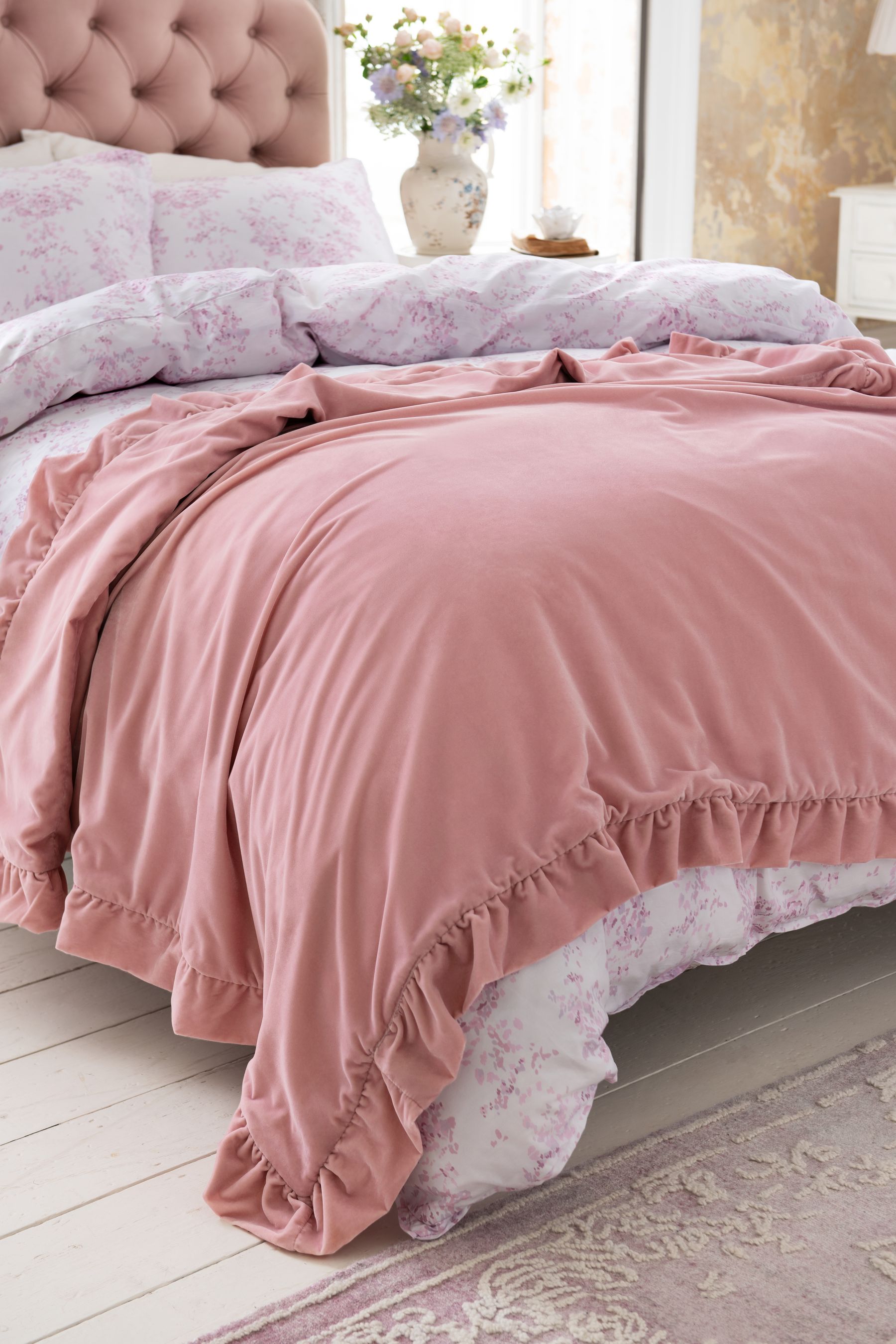 Buy Shabby Chic by Rachel Ashwell Pink Maisie Velvet 100 Cotton Throw from the Next UK online shop