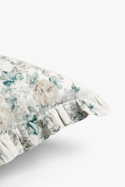 Shabby Chic by Rachel Ashwell® Rose Blossom Teal on Grain Cotton/Linen Mix Ruffle Cushion - Image 2 of 5