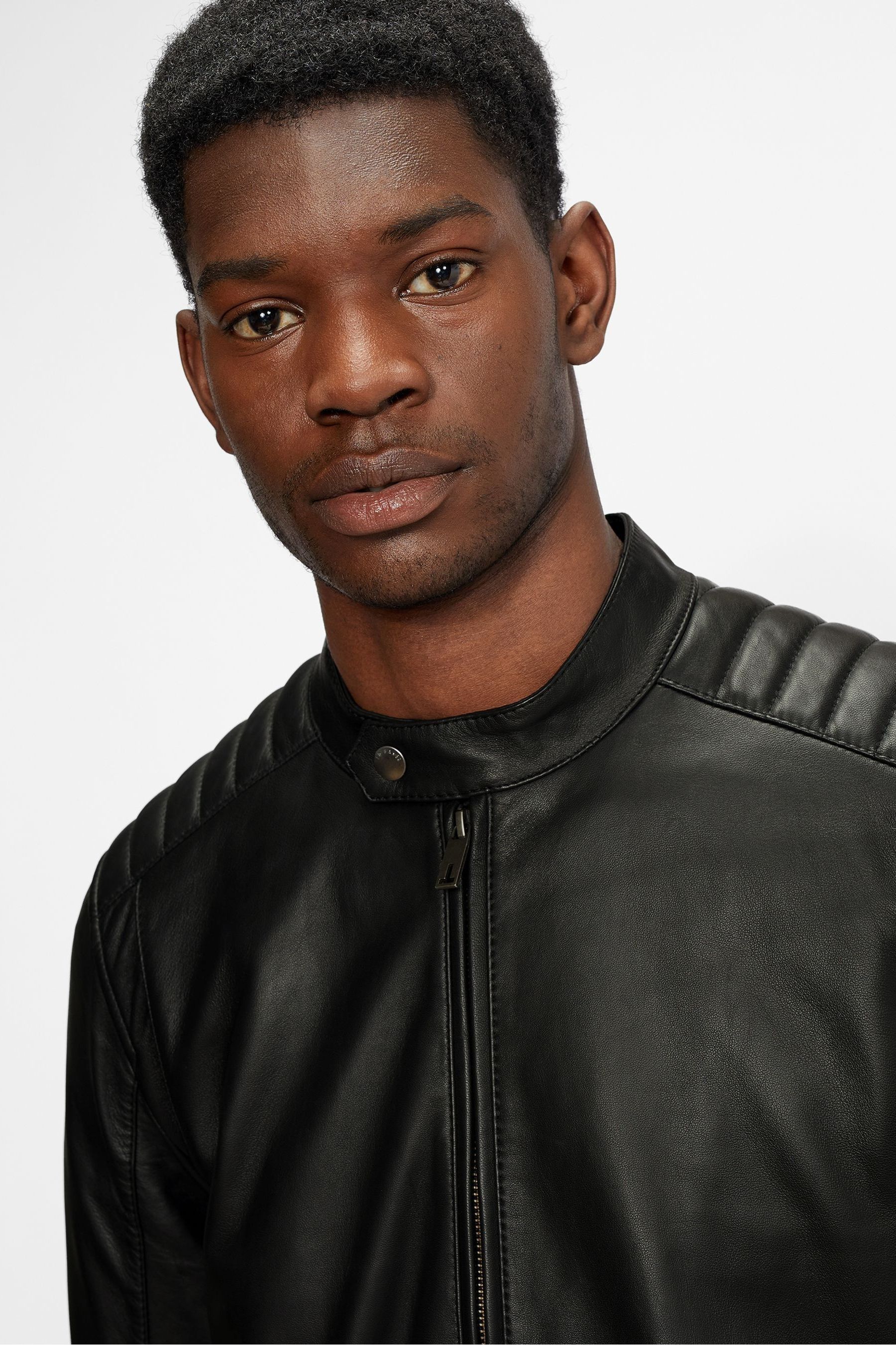 Buy Ted Baker Paypa Black Leather Jacket from Next Luxembourg