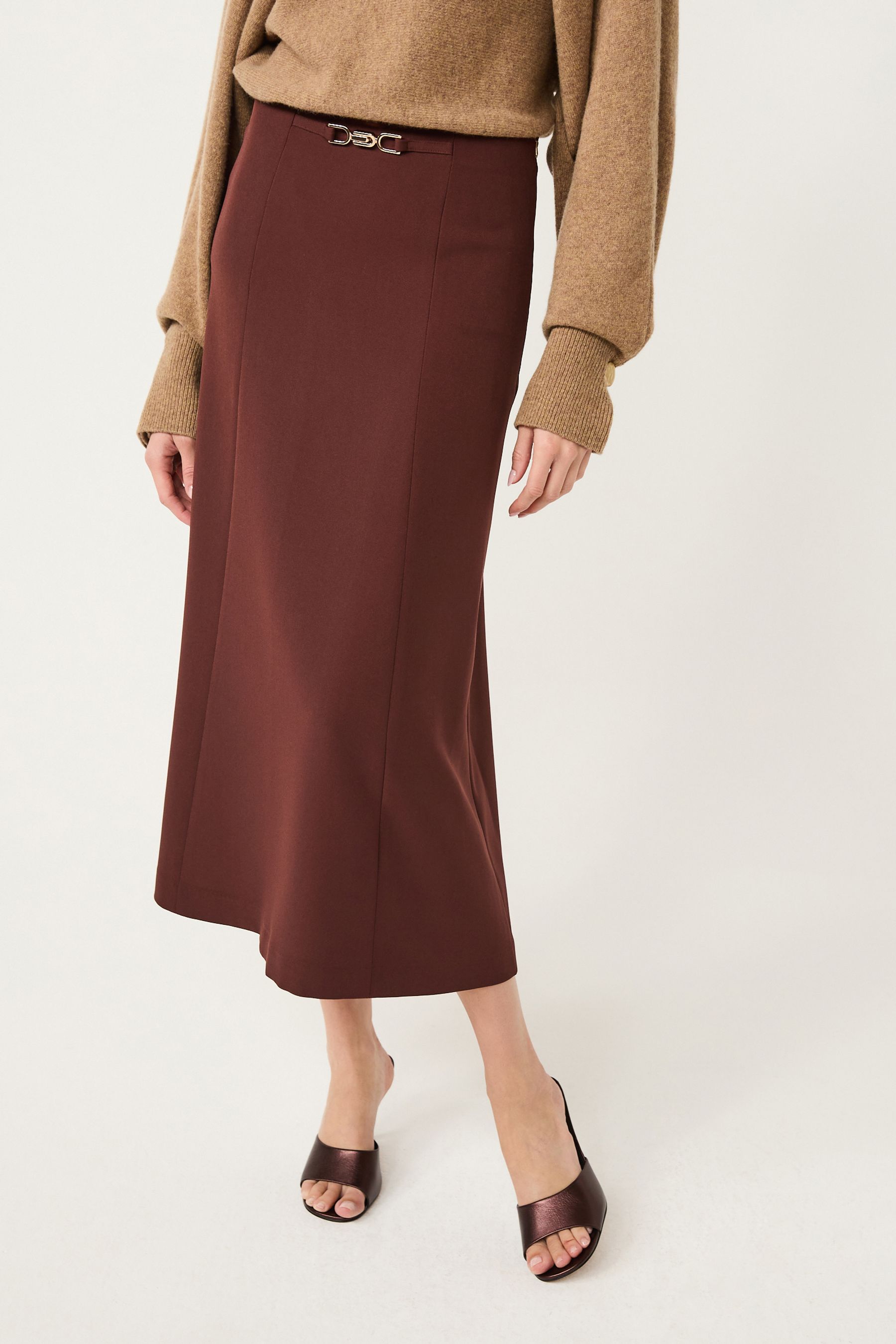 Chocolate brown midi pencil skirt new arrivals