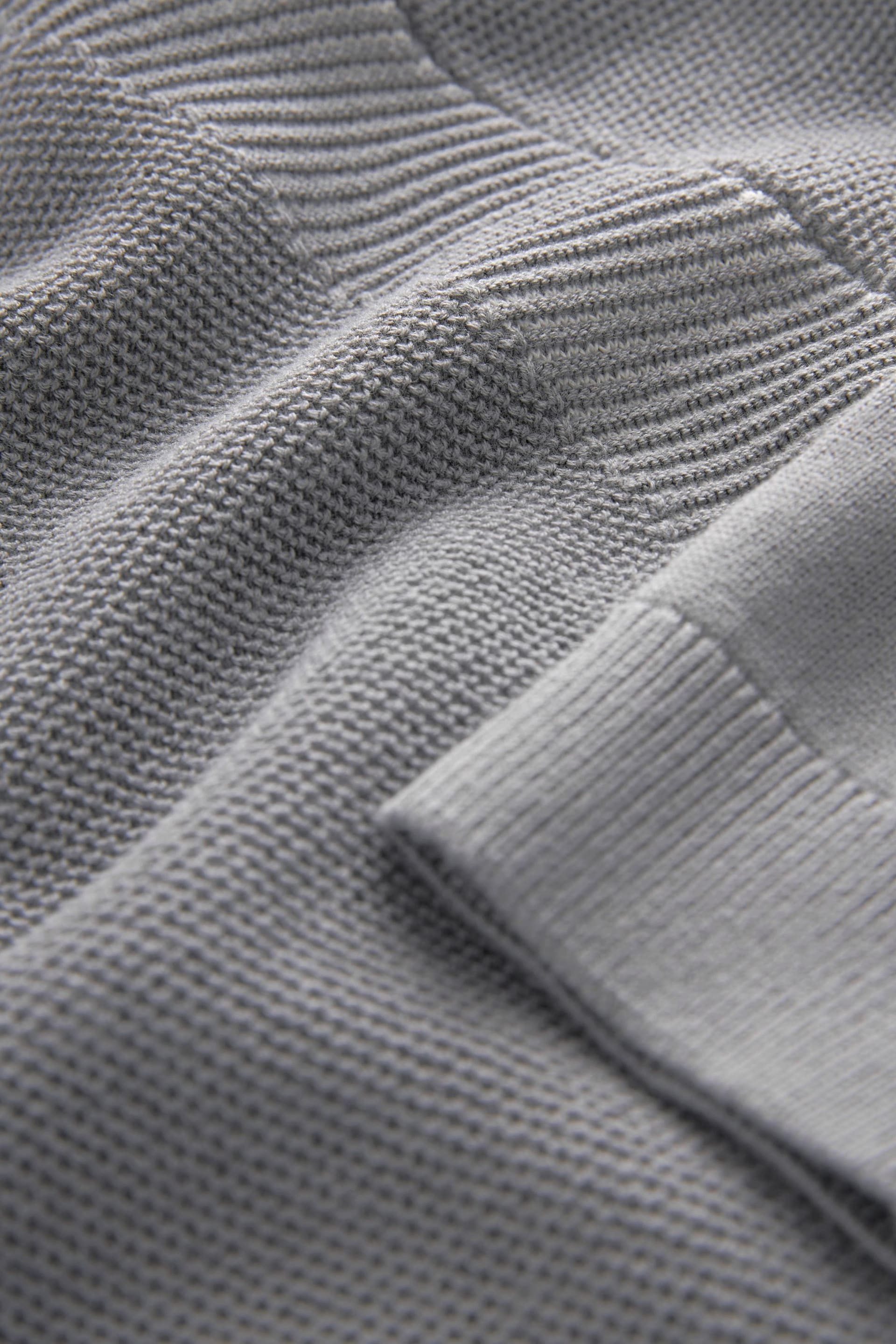 Grey Zip Neck Textured Raglan Jumper (3-16yrs) - Image 3 of 3