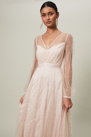 Phase Eight Pink Ashley Hotfix Sheer Maxi Dress - Image 3 of 6