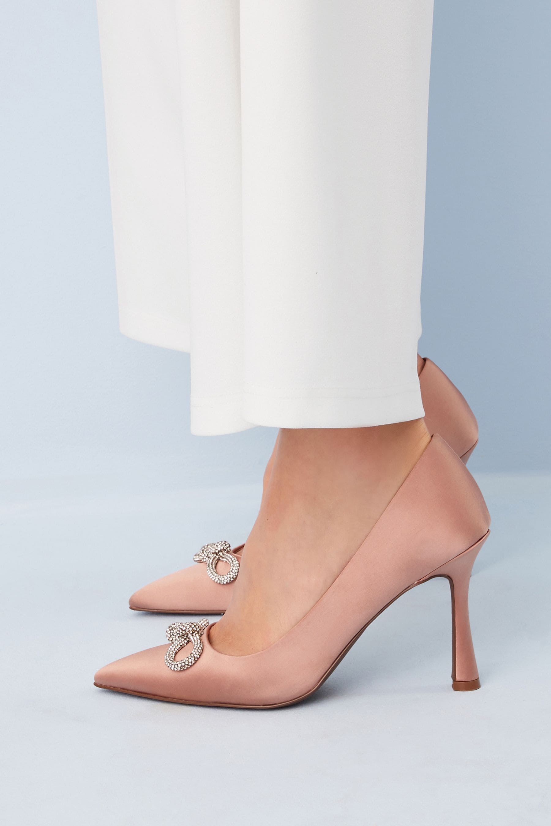 Buy Nude Pink Forever Comfort Bow Trim Curvy Heel Court Shoes from Next Luxembourg
