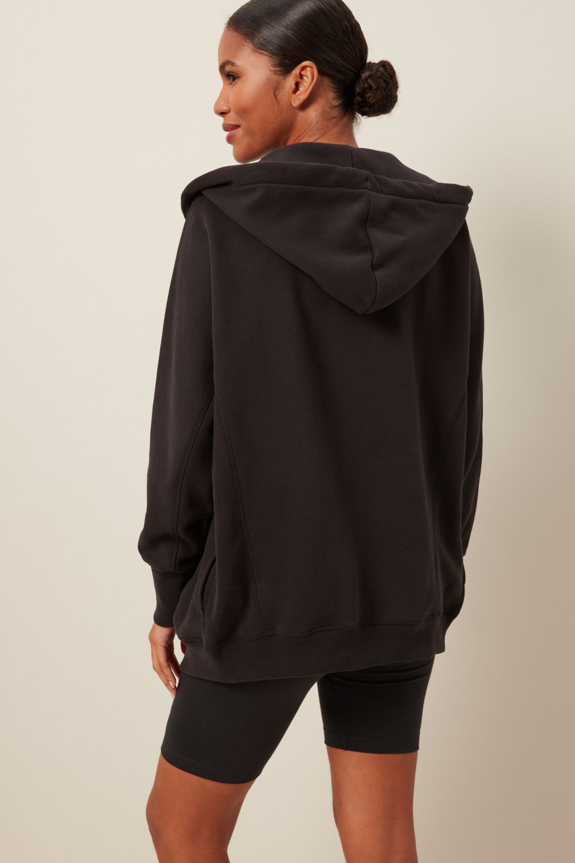 Black Next Active Sports Longline Zip Through Hoodie - Image 3 of 6