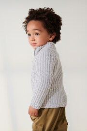 Grey Zip Neck Chunky Cable Jumper (3mths-7yrs) - Image 3 of 7