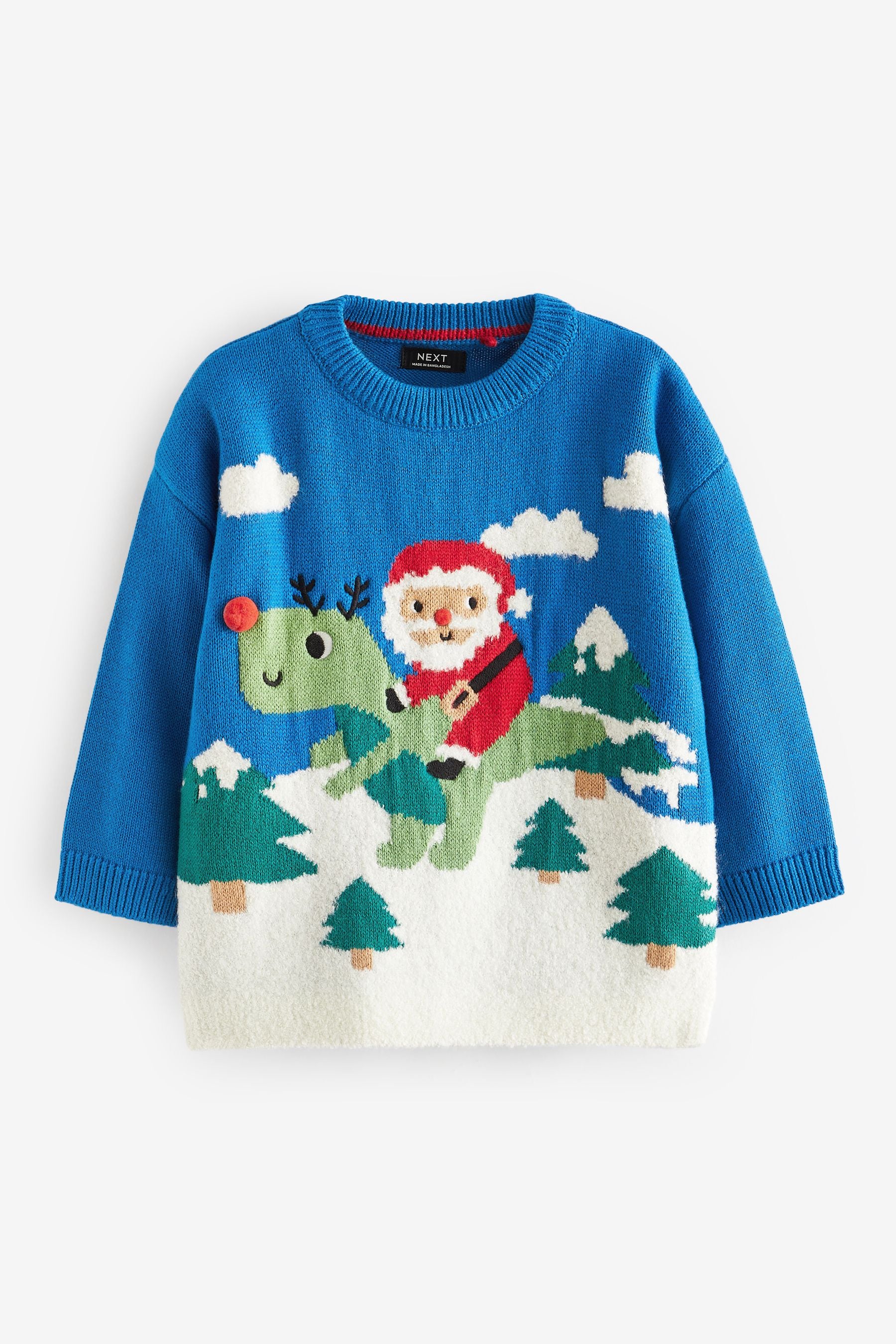Buy Cobalt Blue Santa Dinosaur Knitted Christmas Jumper 3mths 7yrs from Next Luxembourg