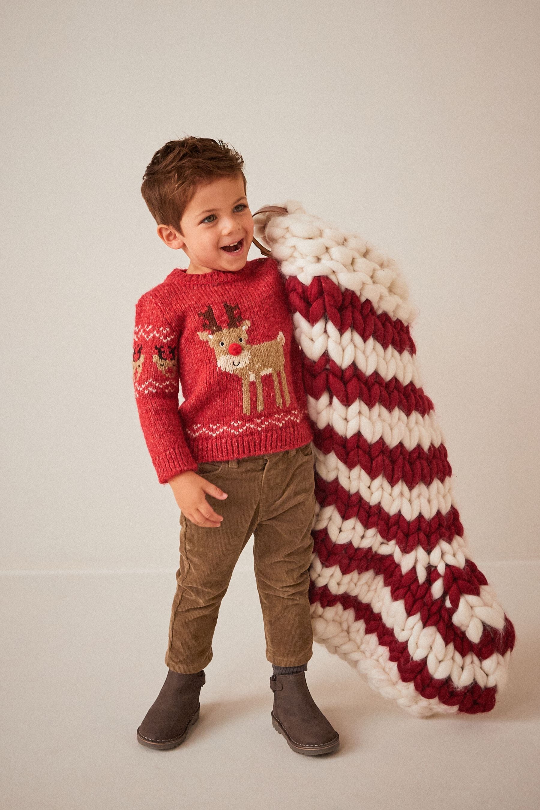Buy Red Reindeer Knitted Christmas Jumper 3mths 7yrs from Next Luxembourg