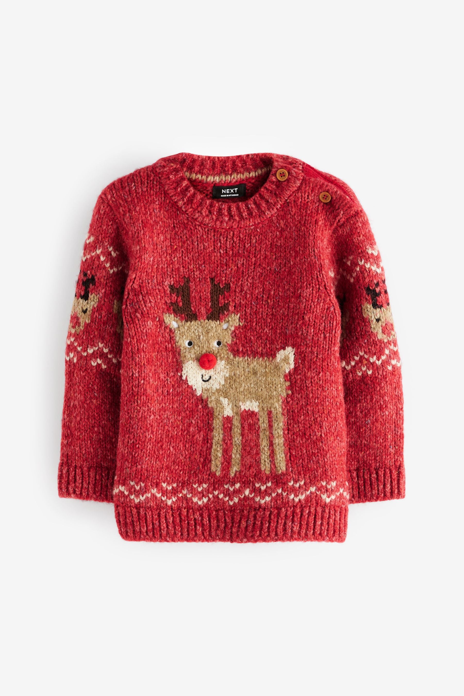 Buy Red Reindeer Knitted Christmas Jumper 3mths 7yrs from Next Luxembourg