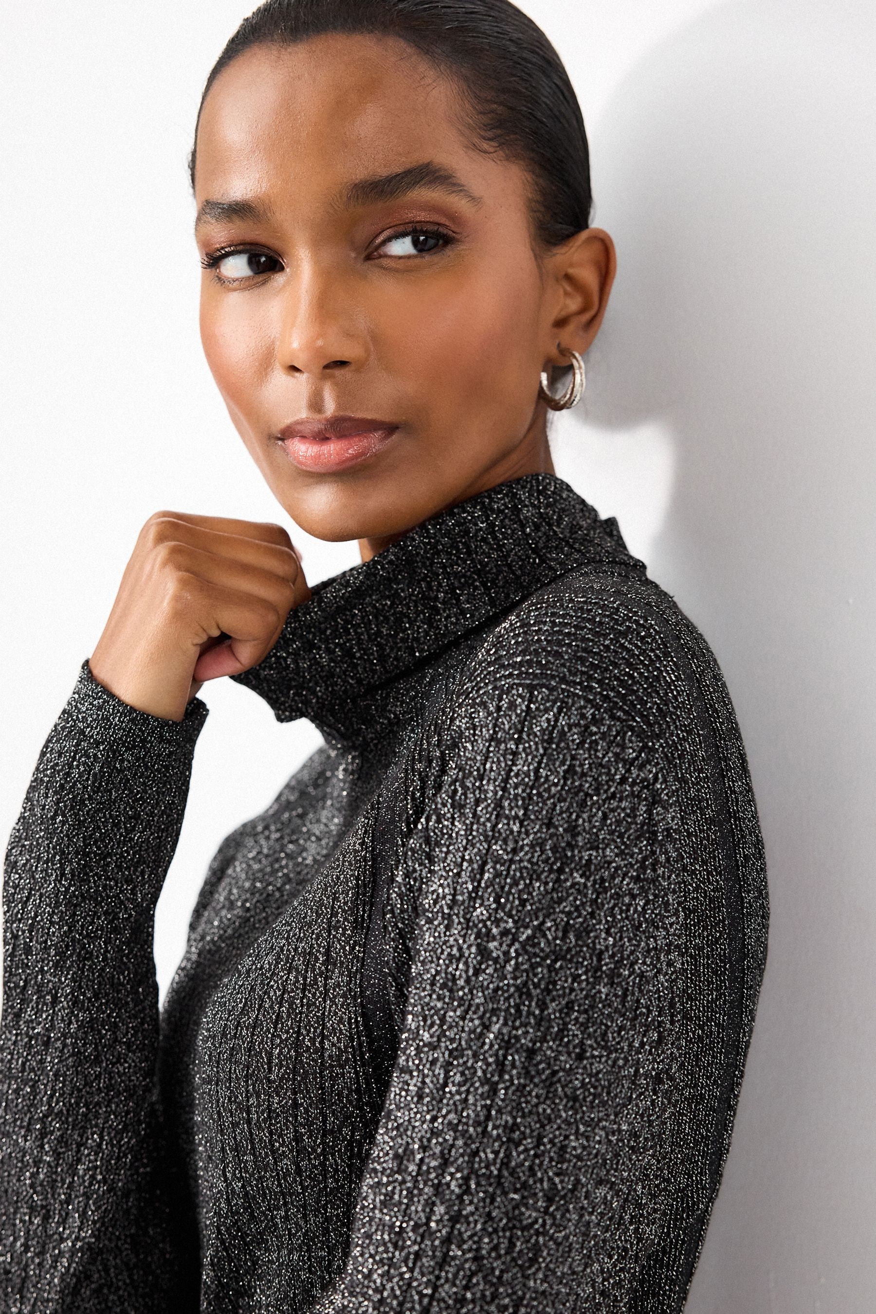 Black sparkle roll neck best sale