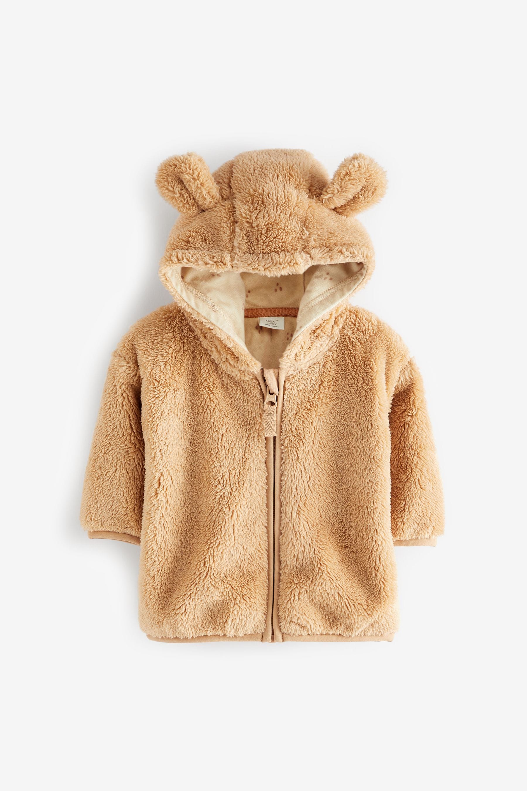 Buy Toffee Brown Cosy Teddy Borg Fleece Bear Baby Jacket from Next Luxembourg