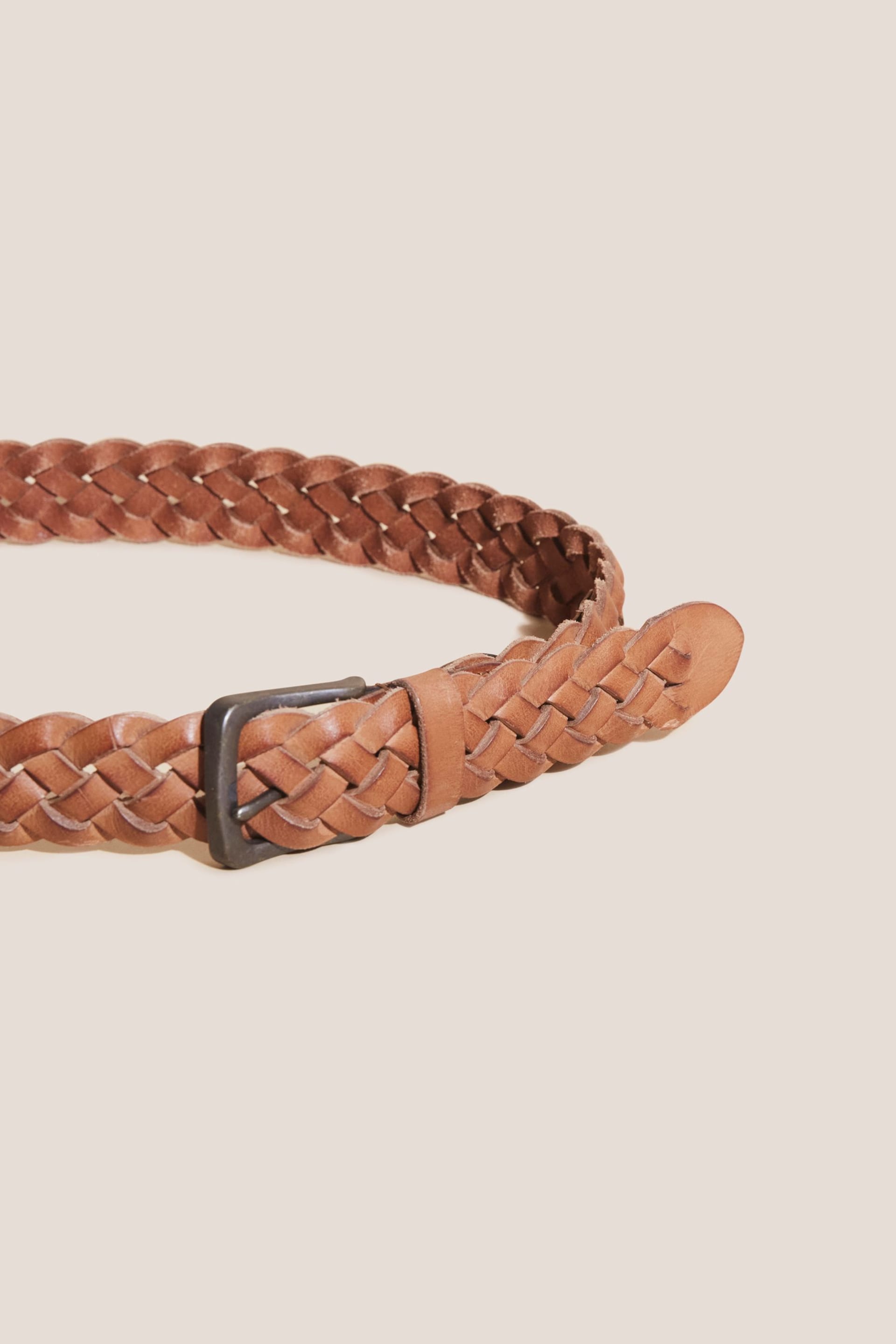 White Stuff Brown Weave Leather Belt - Image 2 of 2