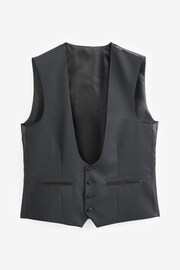 Black Wool Blend Shiny Tuxedo Waistcoat - Image 7 of 10