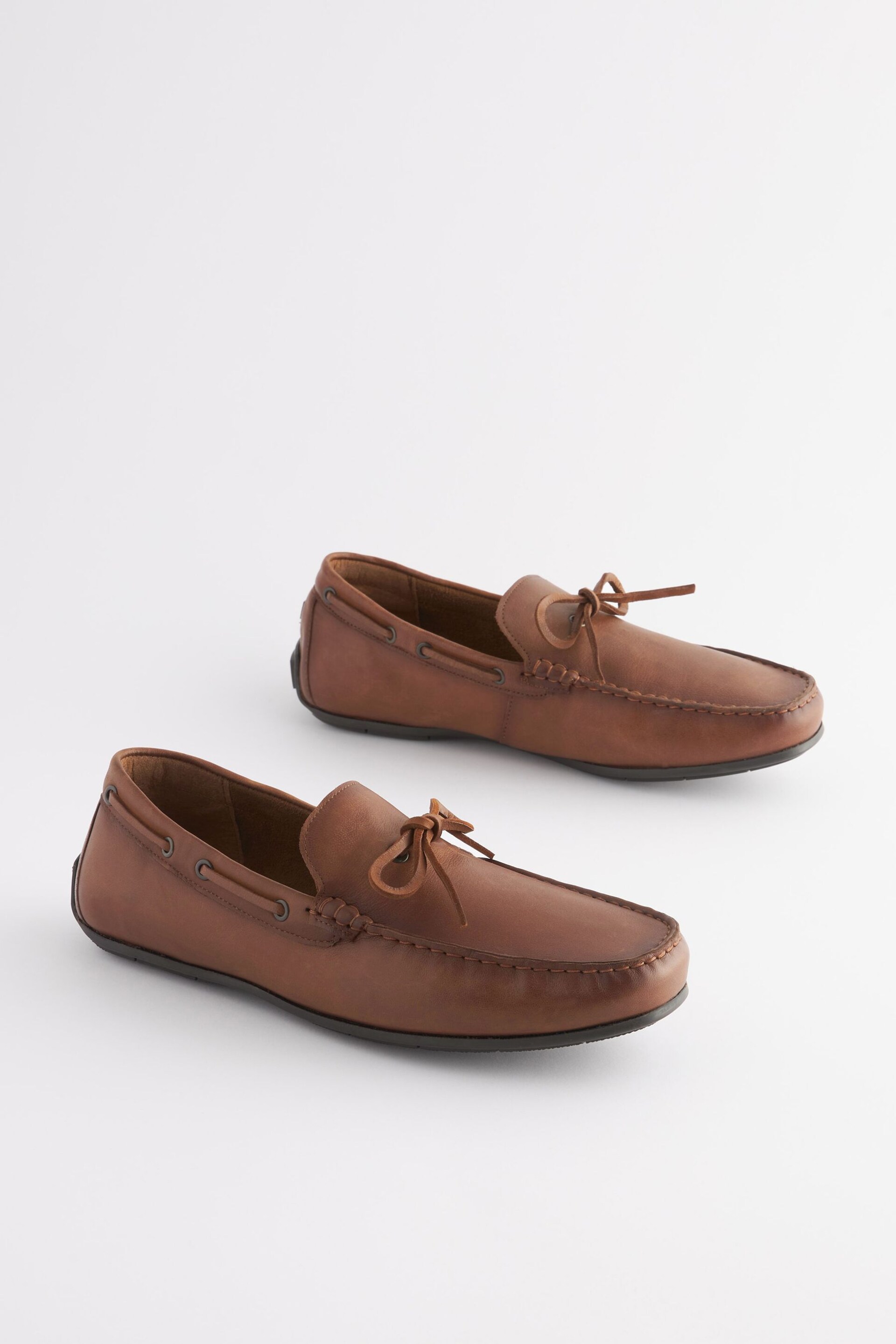 Tan Brown Leather Driving Shoes - Image 1 of 5
