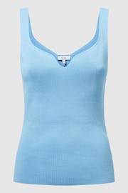 Reiss Blue Daisy Sweetheart Neck Top - Image 2 of 7