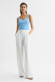 Reiss Blue Daisy Sweetheart Neck Top - Image 3 of 7