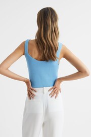 Reiss Blue Daisy Sweetheart Neck Top - Image 5 of 7