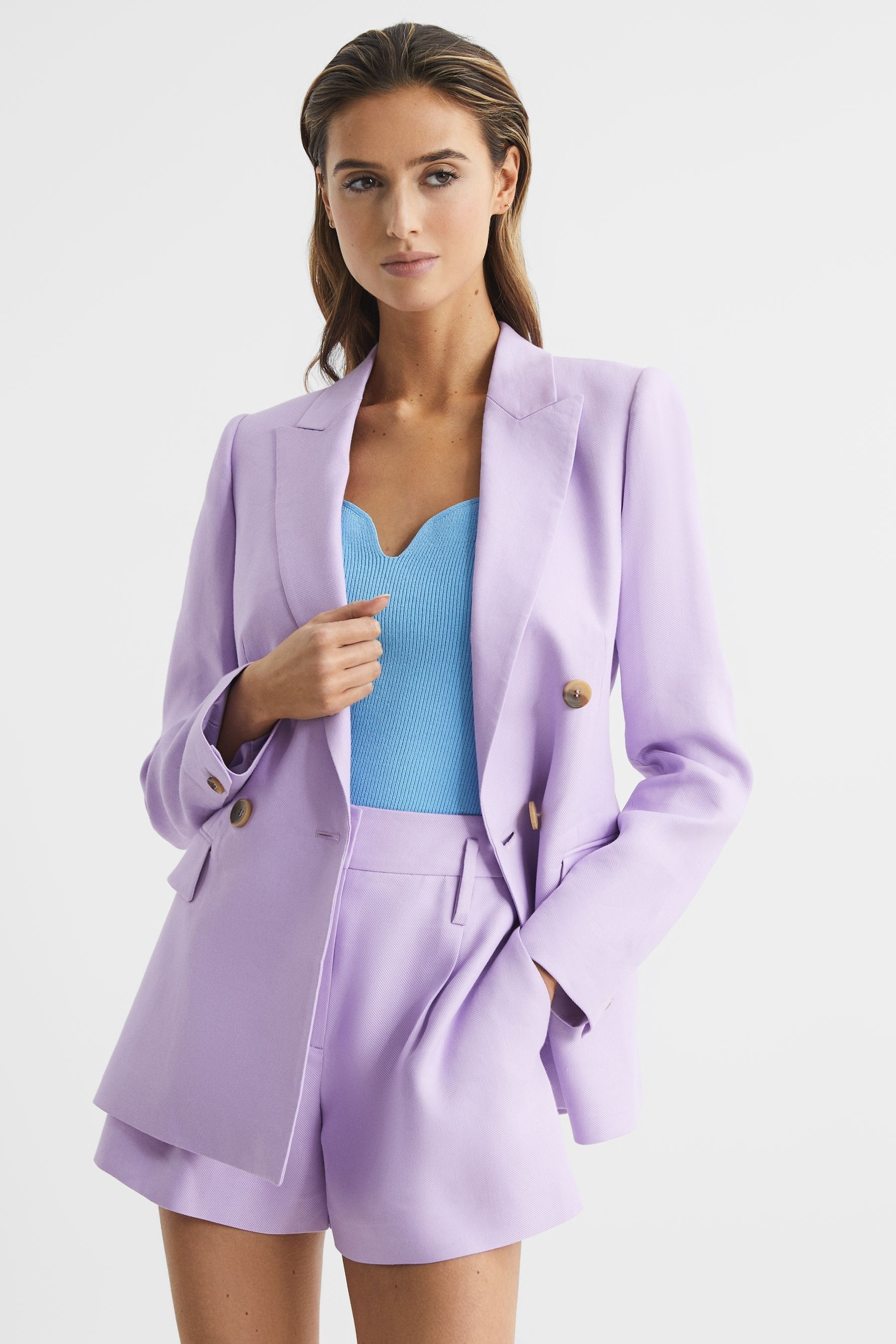 Buy Reiss Blue Daisy Sweetheart Neck Top from the Next UK online shop