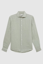 Reiss Sage Ruban Linen Button-Through Shirt - Image 2 of 5