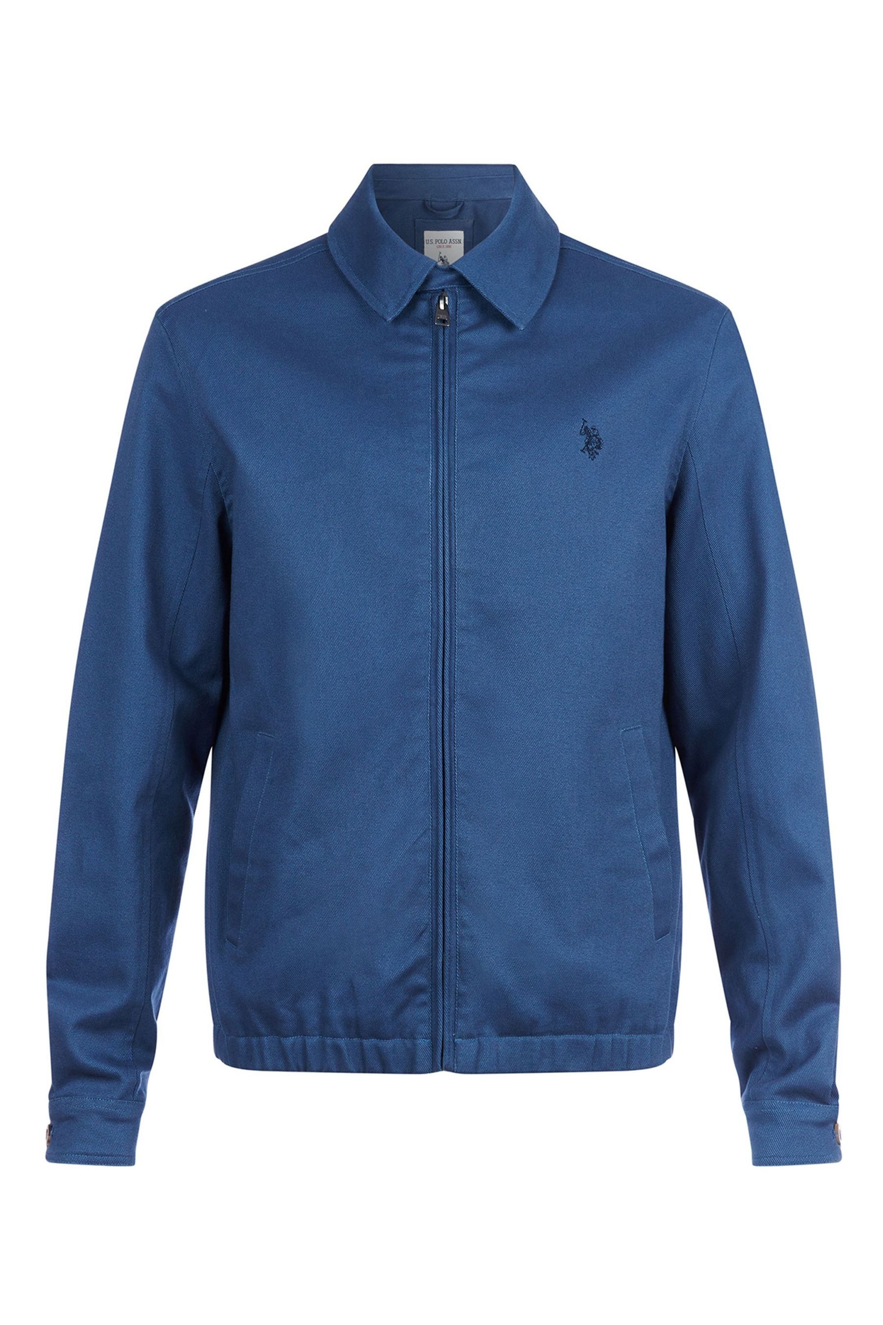 Buy U.S. Polo Assn. Mens Blue Cotton Twill Collared Harrington Jacket from Next Luxembourg