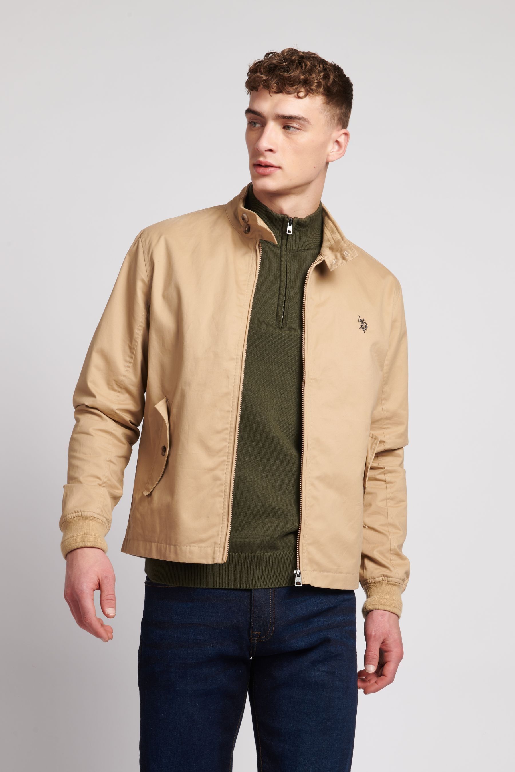 Buy U.S. Polo Assn. Mens Blue Cotton Twill Harrington Jacket from Next Luxembourg