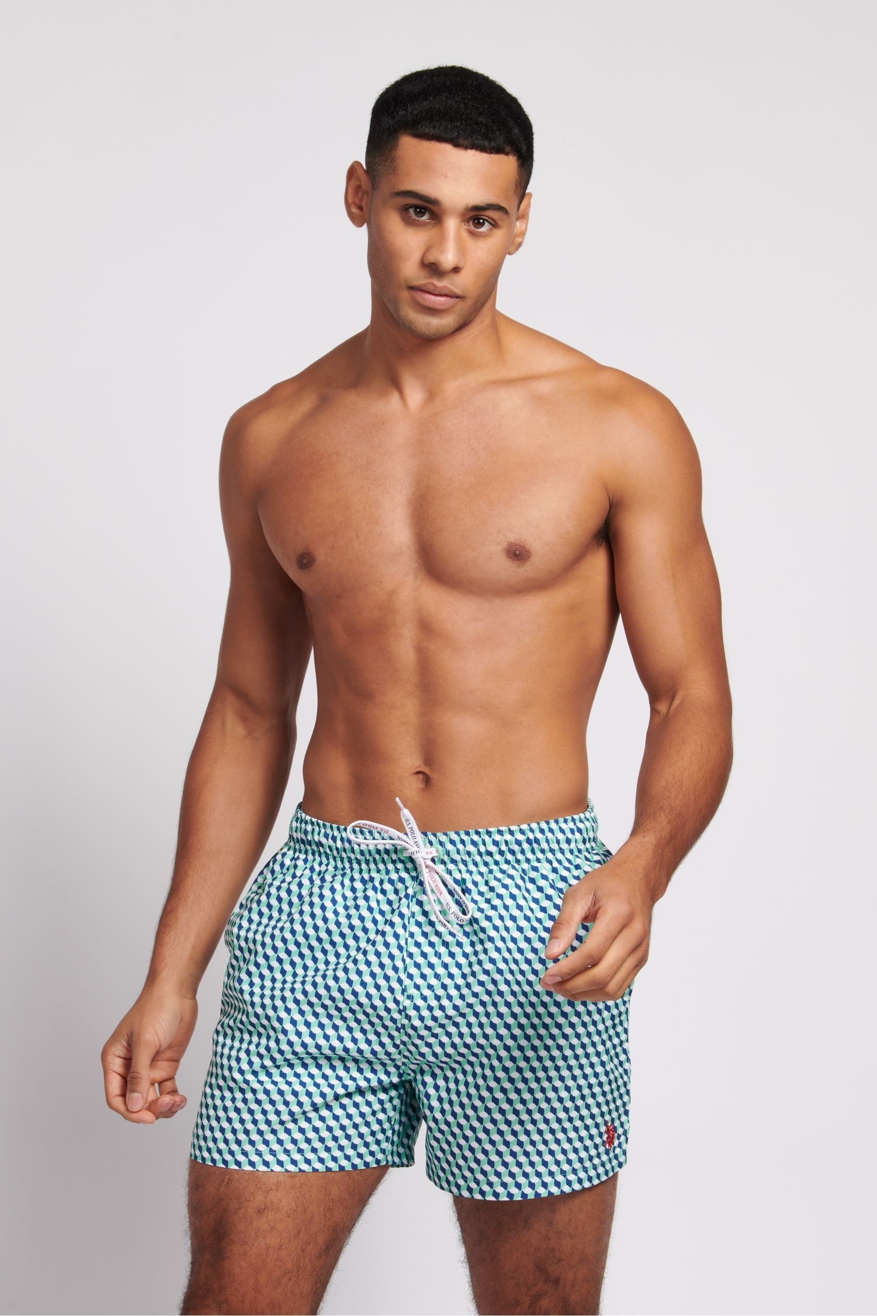Buy U.S. Polo Assn. Mens Green Geometric Print Swim Shorts from Next Luxembourg