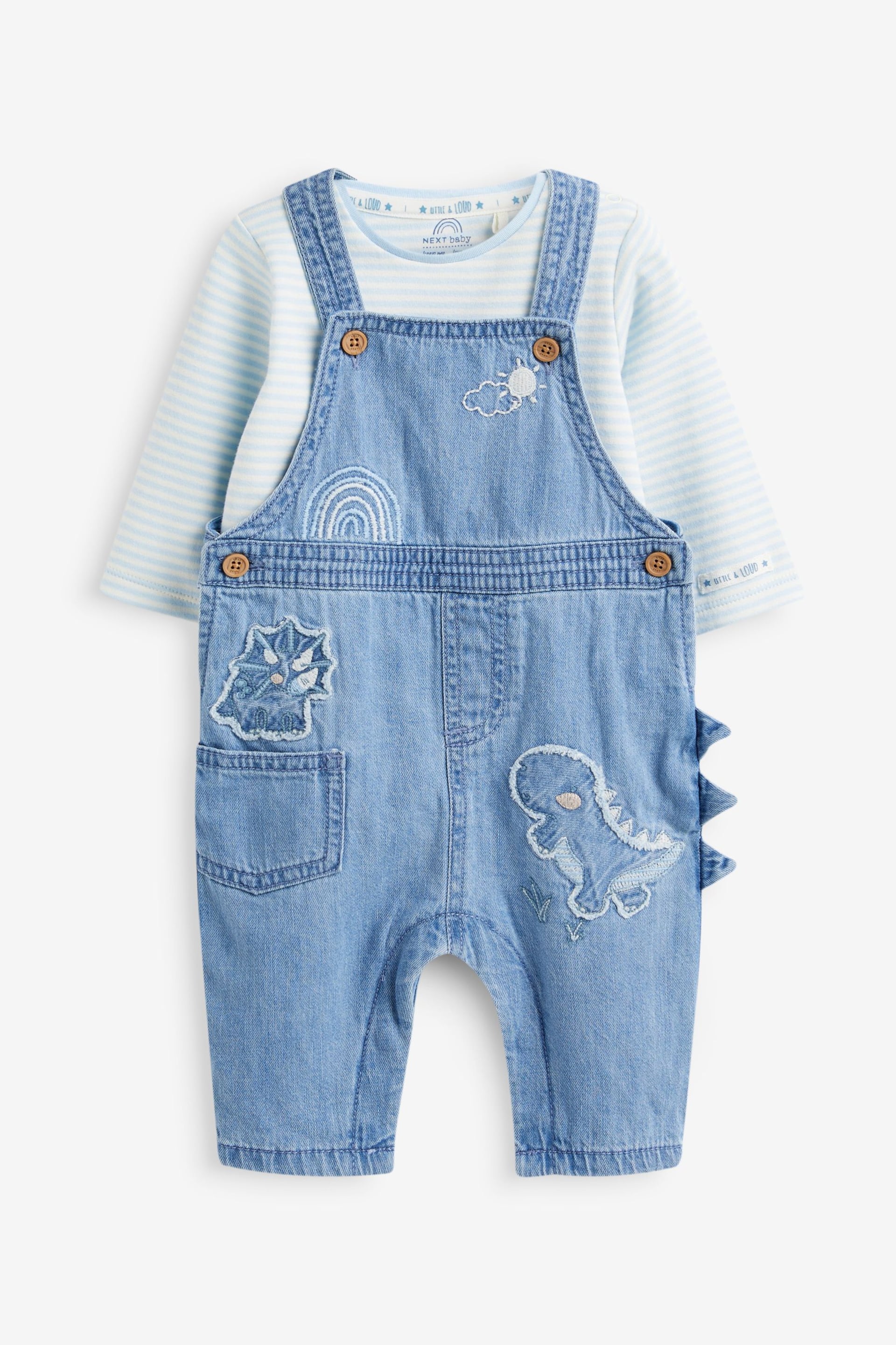 Blue Baby Appliqué Denim Dungarees And Jersey Bodysuit Set (0mths-2yrs) - Image 1 of 5