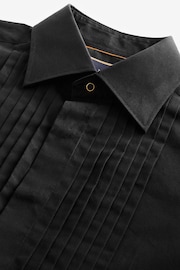 Black Regular Fit Pleated Double Cuff Dress Shirt - Image 6 of 7