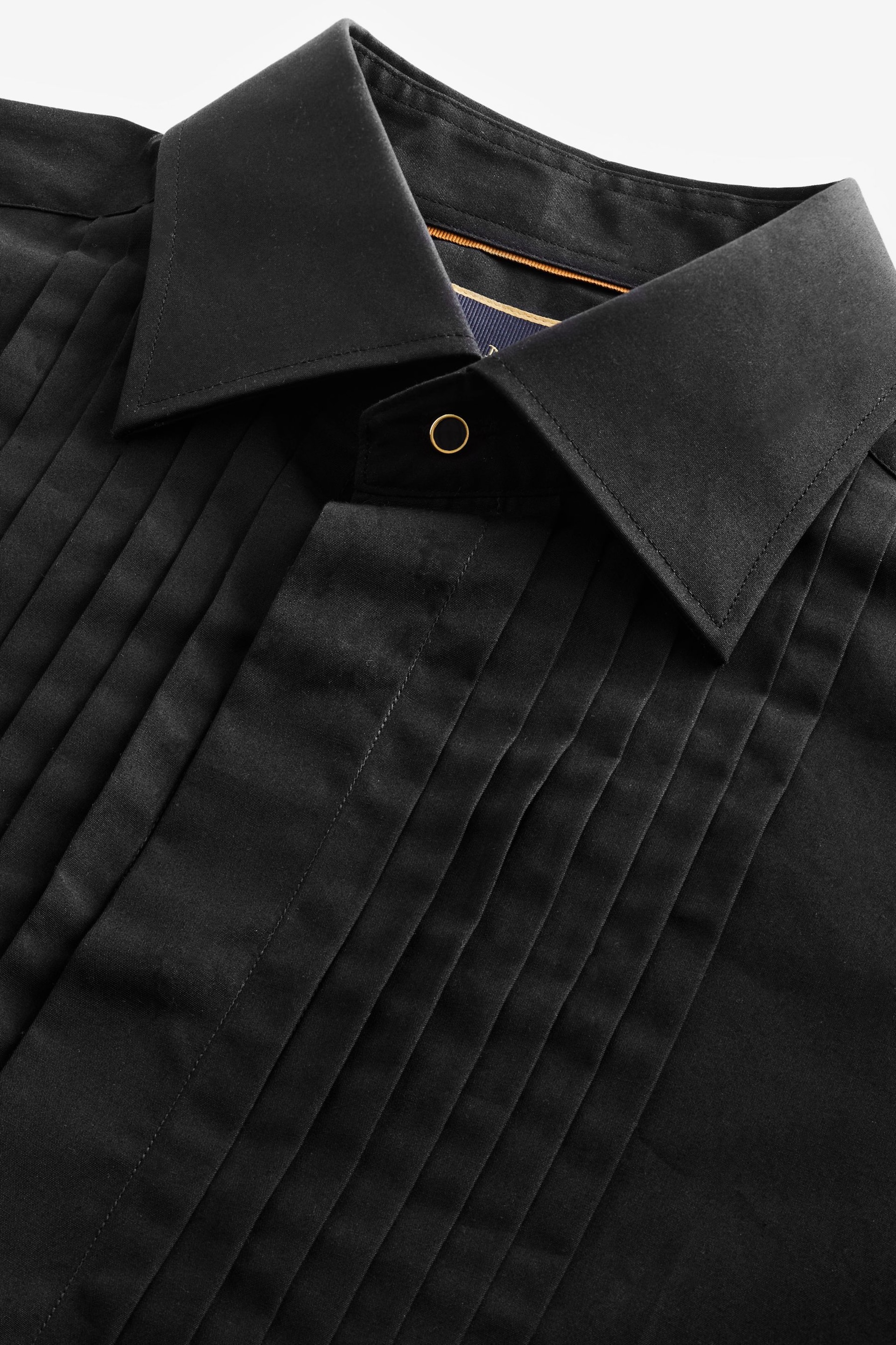 Black Regular Fit Pleated Double Cuff Dress Shirt - Image 6 of 7