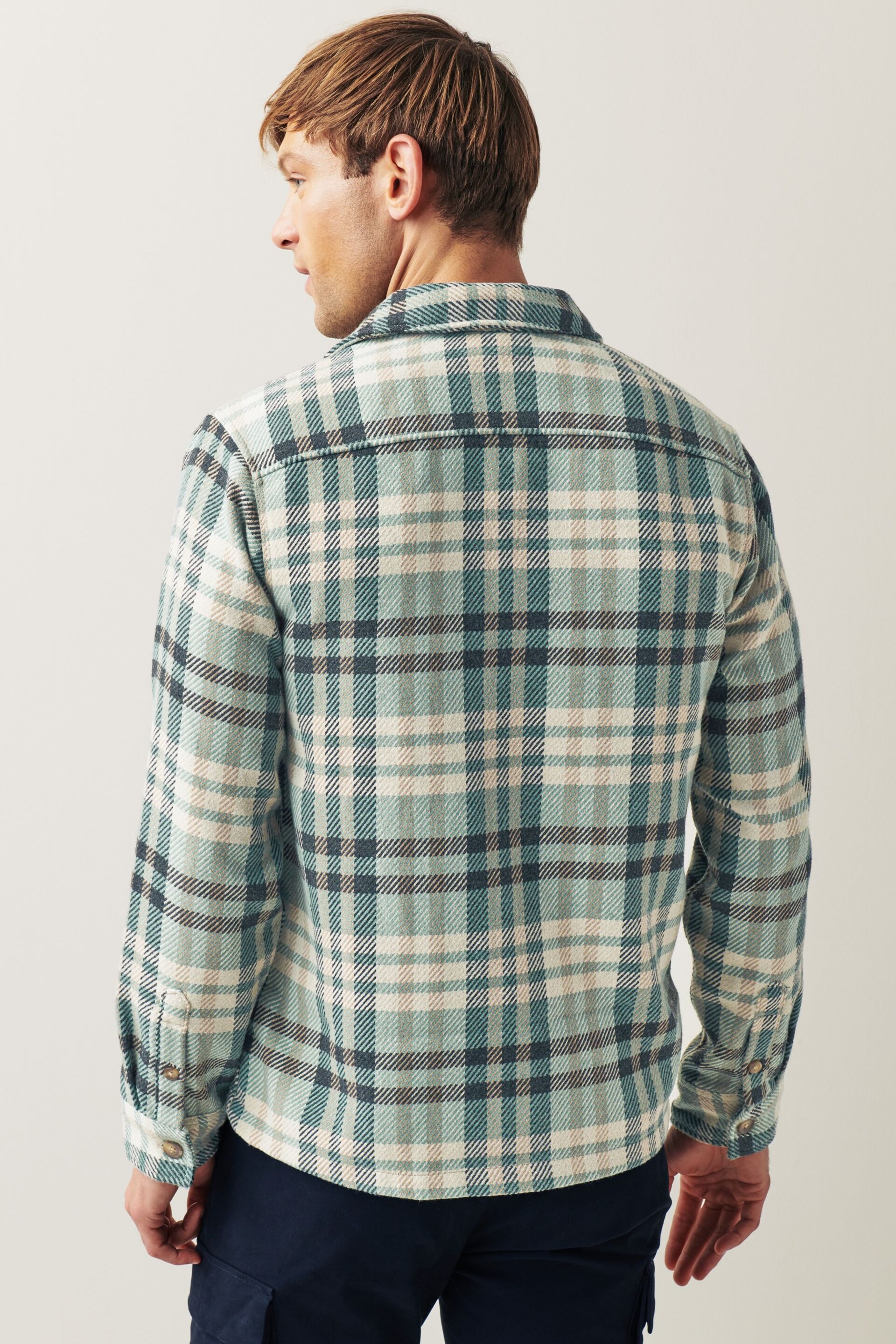 Green/Grey Twill Check Shacket - Image 2 of 9