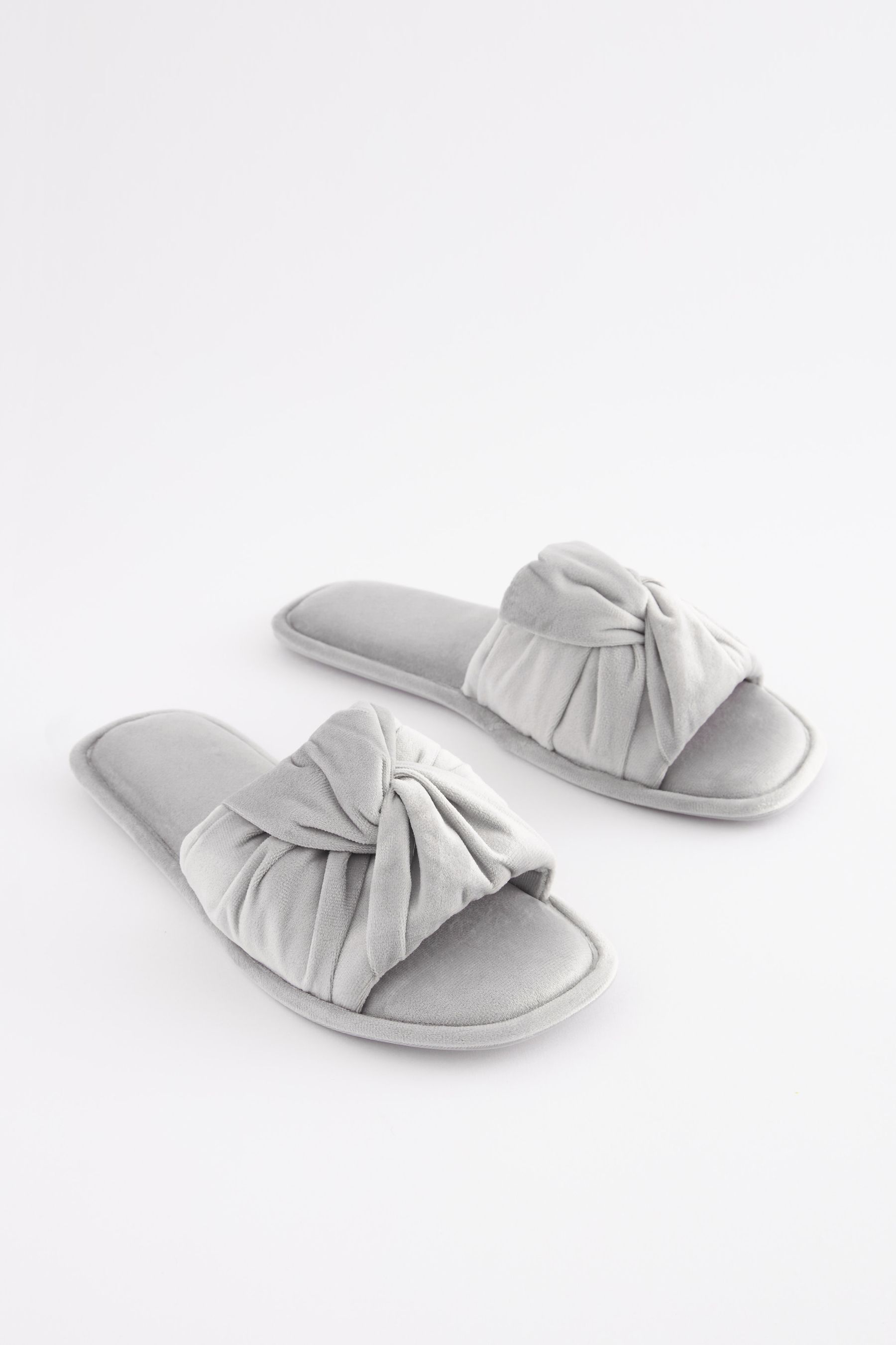 Grey velvet slippers online