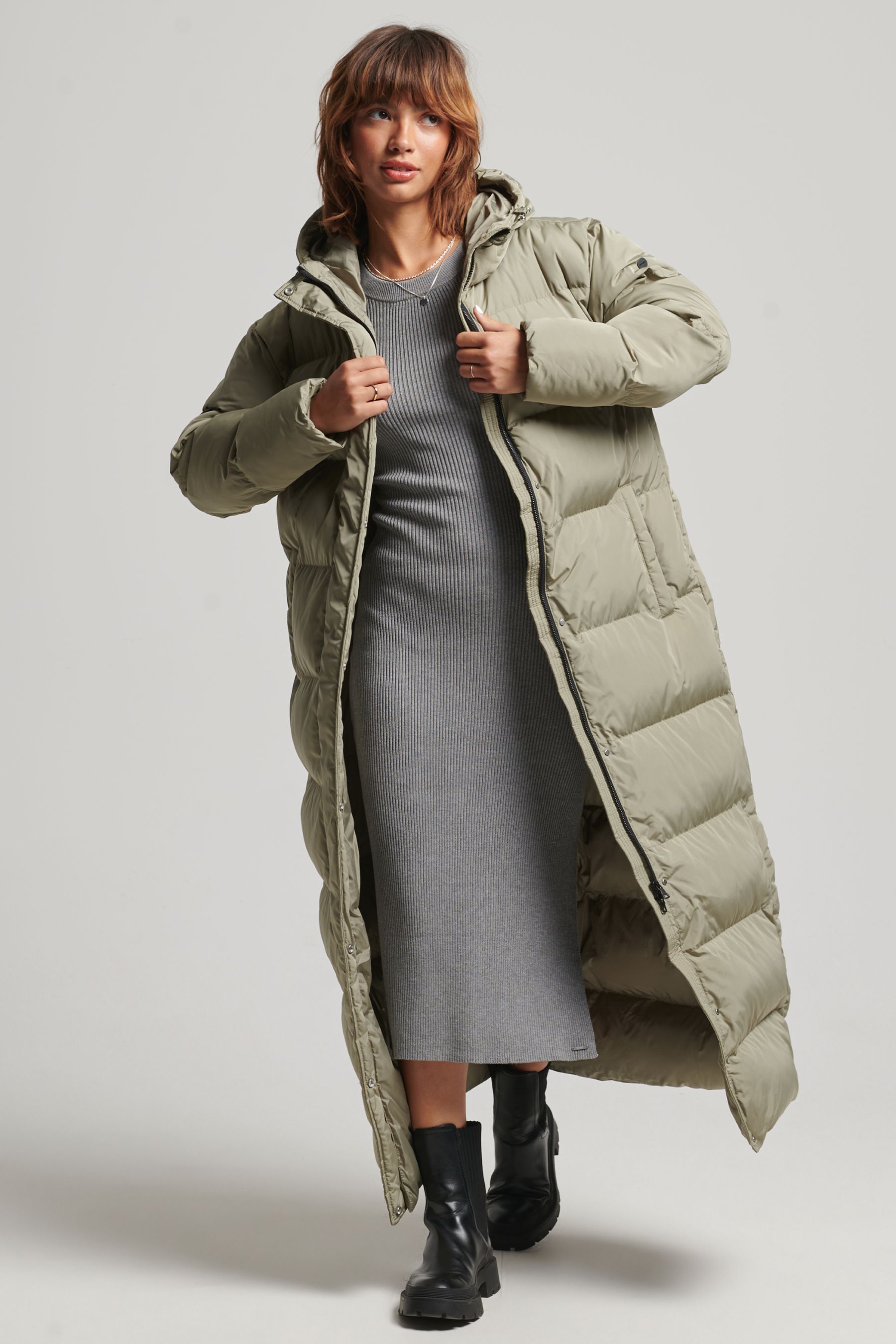 Buy Superdry Green Hooded Maxi Puffer Coat from Next Luxembourg