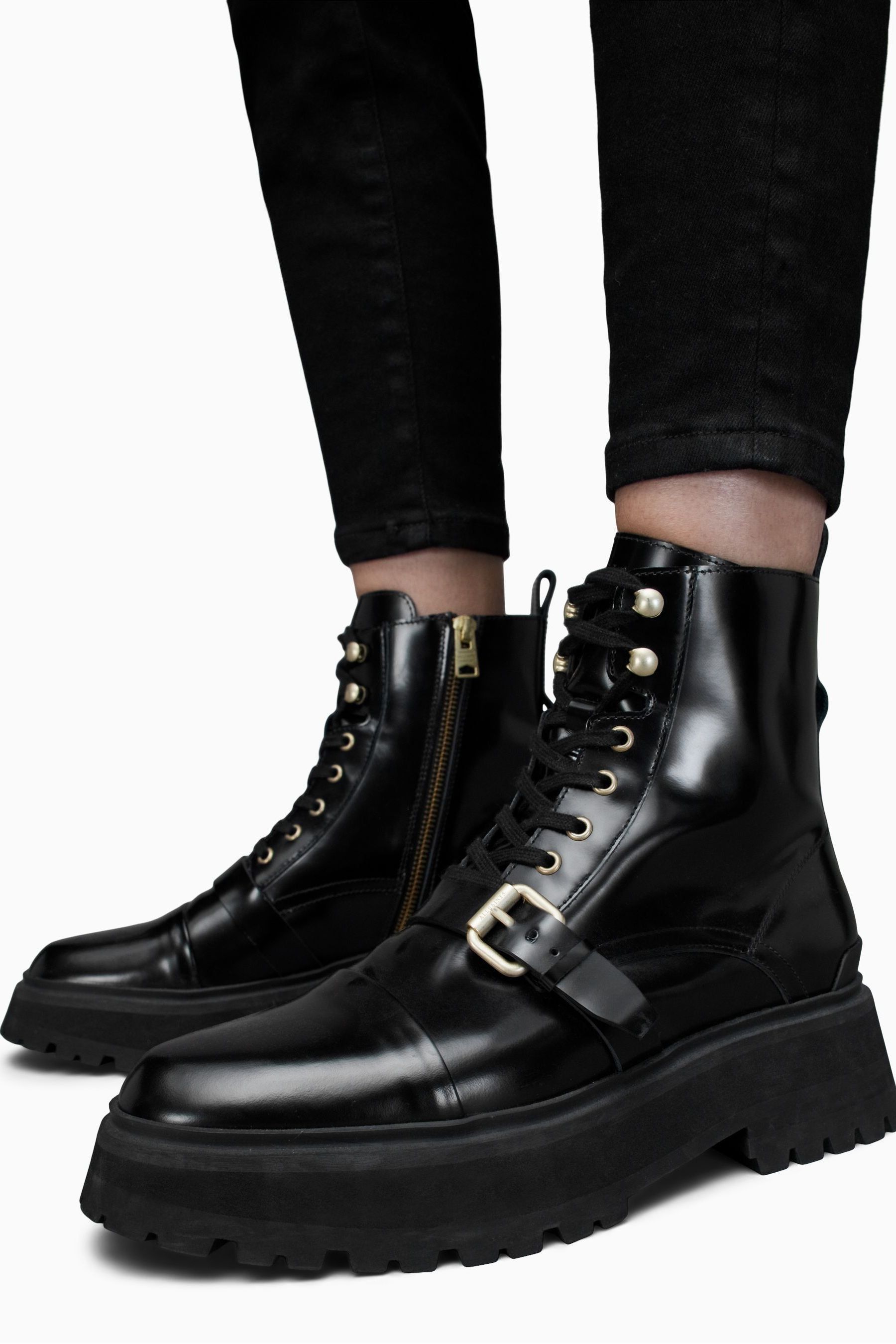 AllSaints Black Stellar Boat Boots
