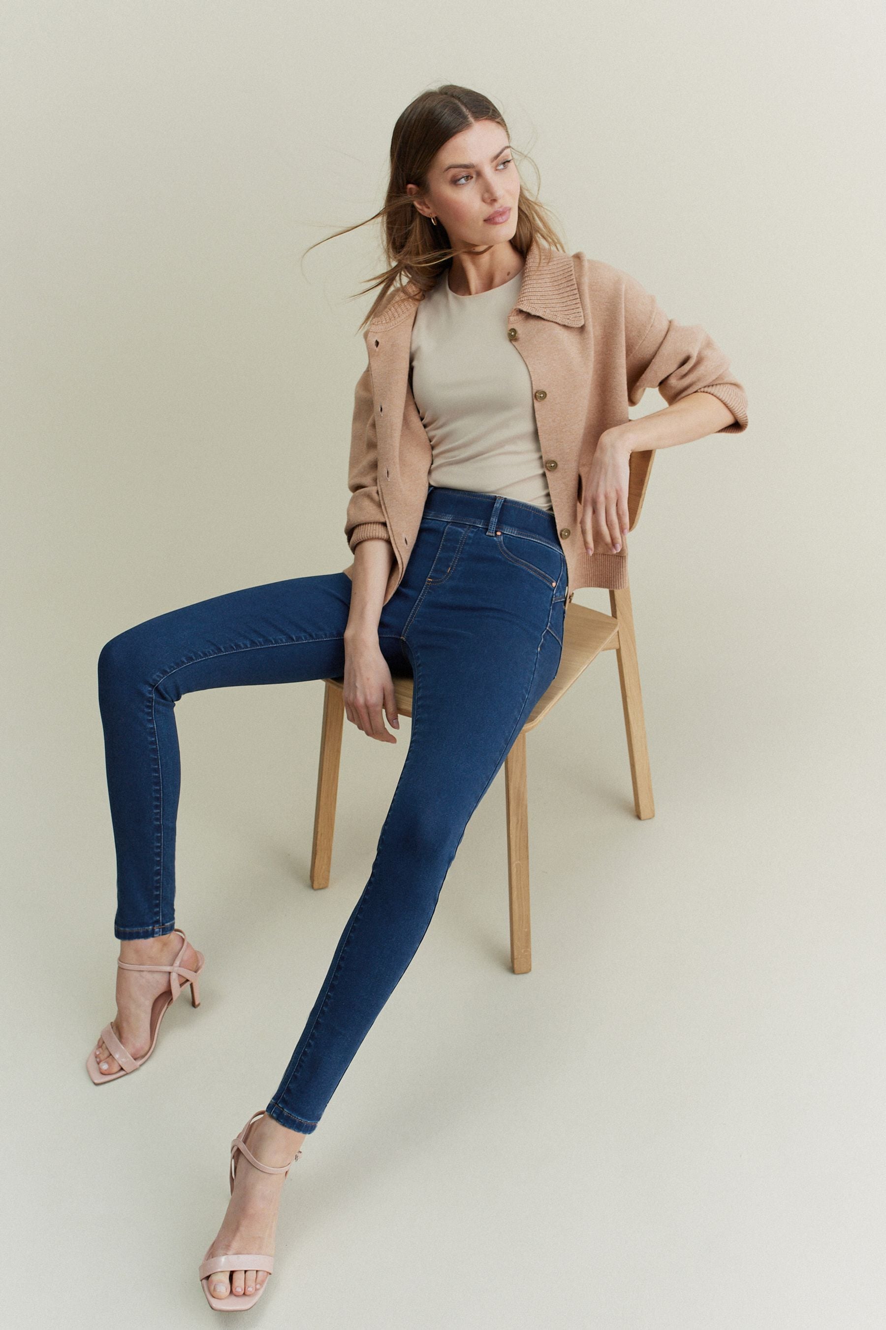 Buy Dark Blue Super Stretch Soft Sculpt Pull On Denim Leggings from the Next UK online shop