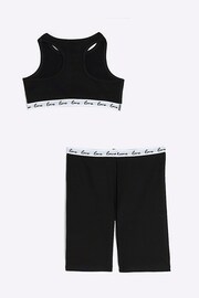River Island Black Girls  Love Crop and Cycle Short Set - Image 2 of 5