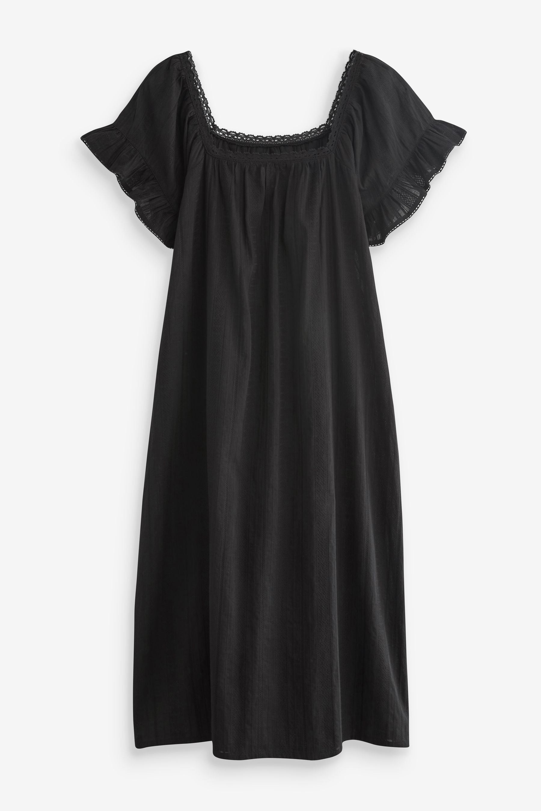 Buy Black Square Neck Ruffle Cotton 100 Cotton Nightie Slip from the Next UK online shop