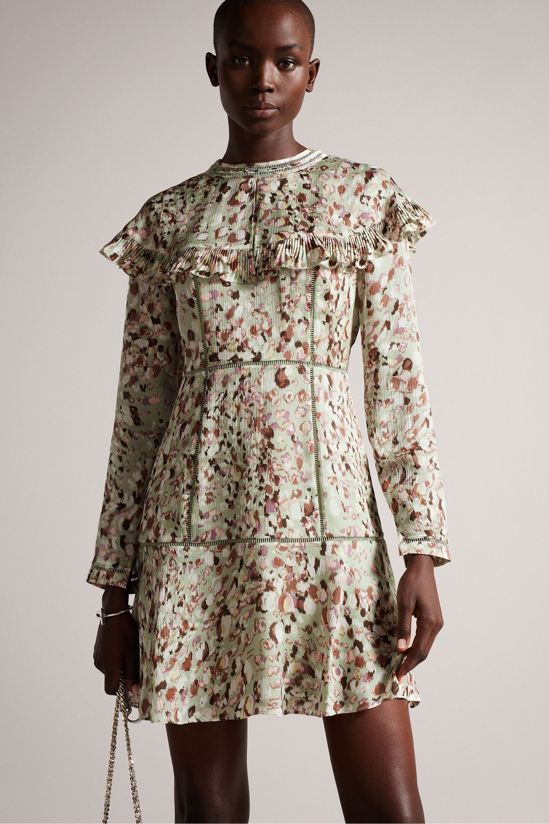 Buy Ted Baker Green Orrsett Fit And Flare Mini Dress With Cape Detail from Next Luxembourg