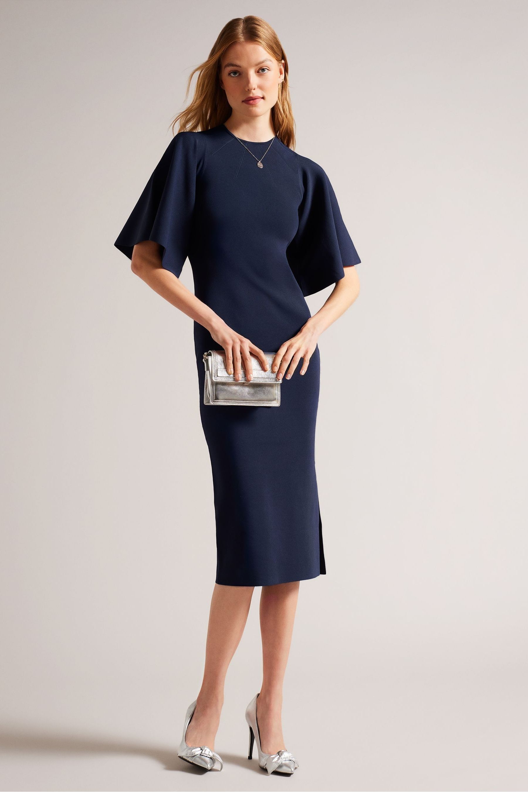 Ted baker fluted sleeve dress on sale