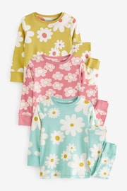 Multicoloured Floral 3 Pack Long Sleeve Printed Pyjamas (9mths-8yrs) - Image 4 of 5